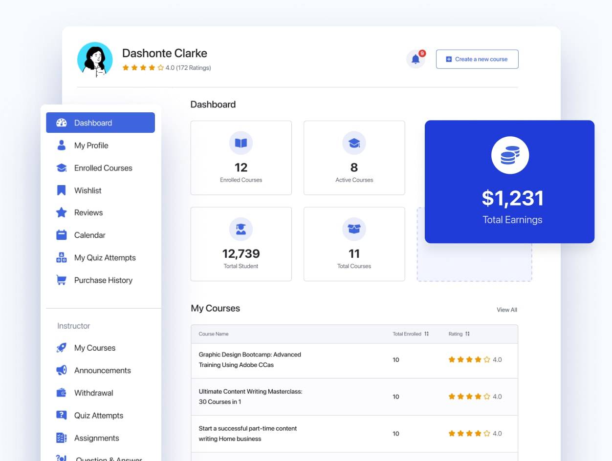 Education Website Design - Personalized Dashboard for Teachers & Students